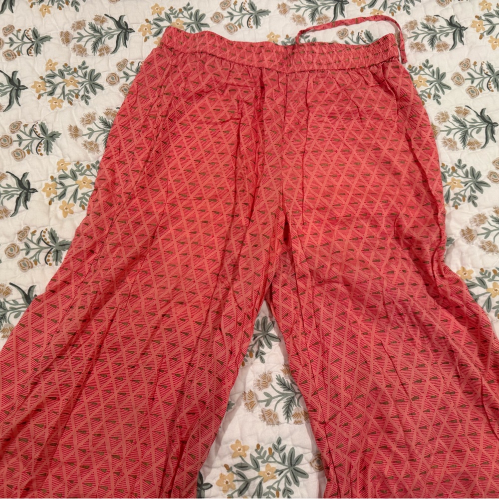 Pink Geometric Pattern Wide Leg Palazzo Pants